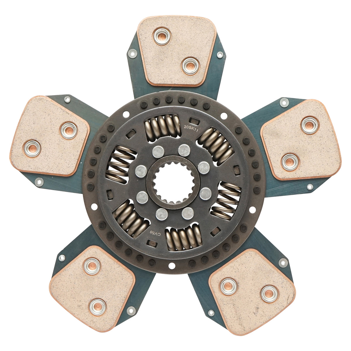 Clutch disc with friction material and spring, 18 grooves for Forest Tractor with Perkins engine